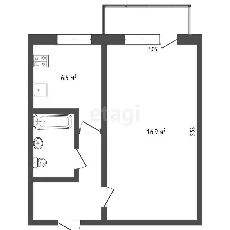 1-комнатная квартира: Тюмень, Центральный округ, Северная улица, 2 ... - Фото 1