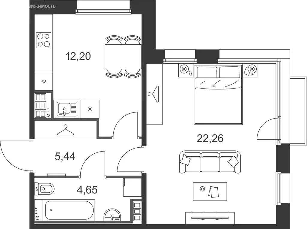 1-комнатная квартира: Ленинградская область, Гатчинский муниципальный ... - Фото 2