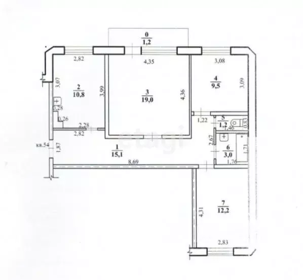 3-к кв. Забайкальский край, Нерчинск Красноармейская ул., 88 (70.8 м) - Фото 2