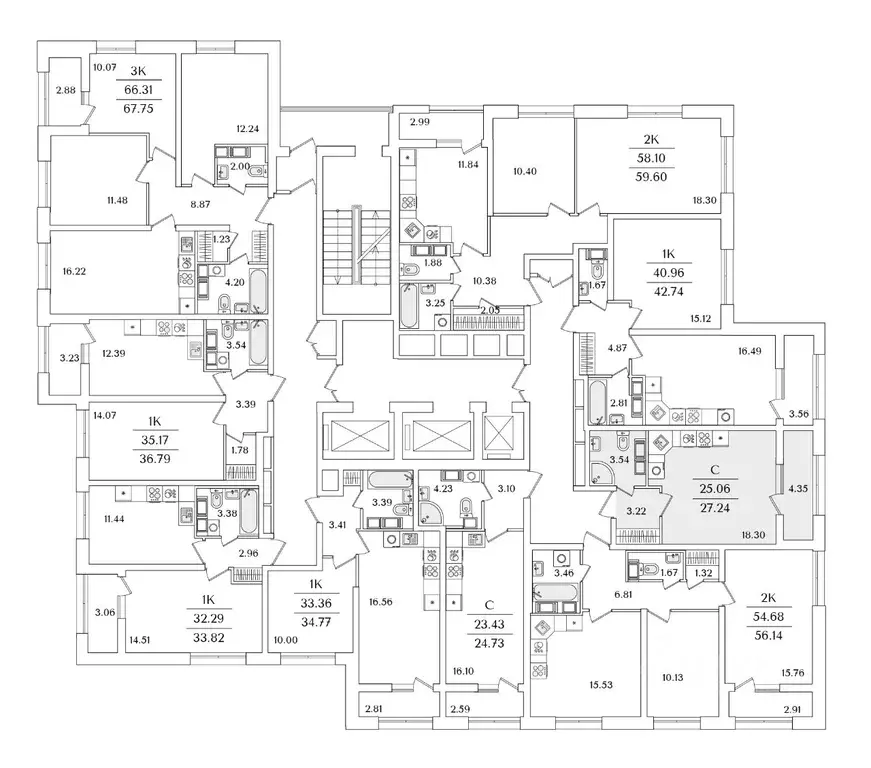 Студия Санкт-Петербург просп. Маршала Блюхера, 3к1 (27.24 м) - Фото 2