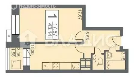 1-комнатная квартира: Засечное, Прибрежный бульвар, 5 (43.3 м) - Фото 1