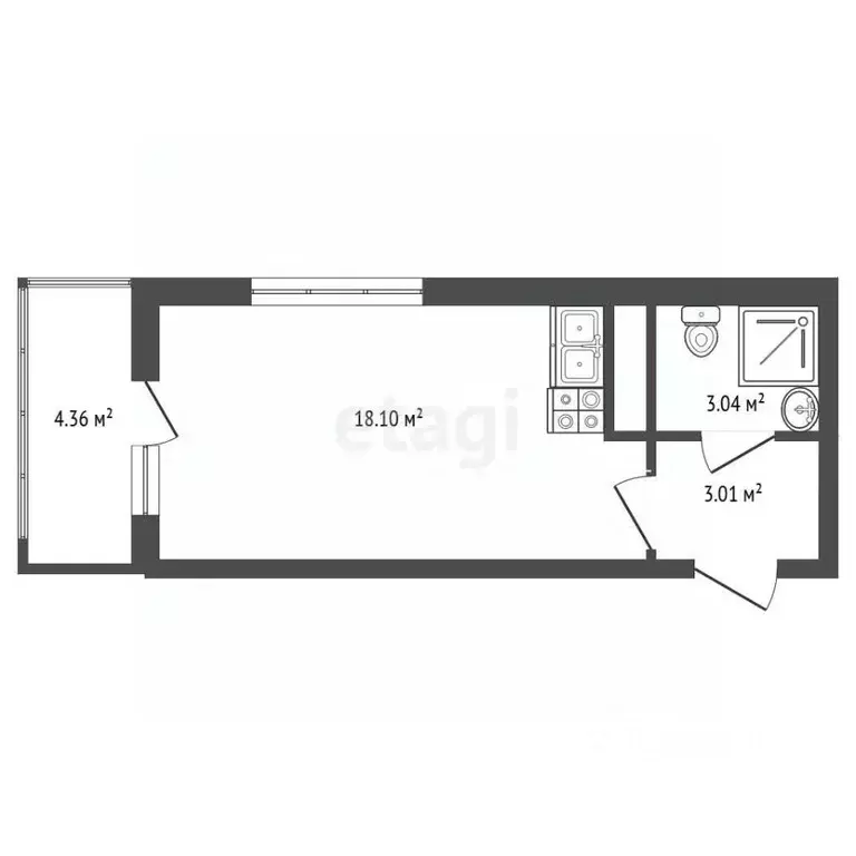 Студия Санкт-Петербург Дальневосточный просп., 23 (23.9 м) - Фото 2