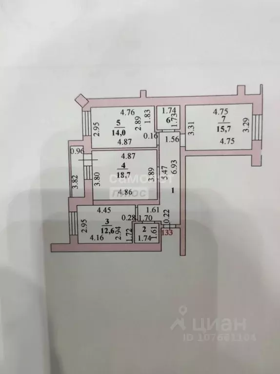 3-к кв. Липецкая область, Липецк Ангарская ул., 23А (79.0 м) - Фото 2