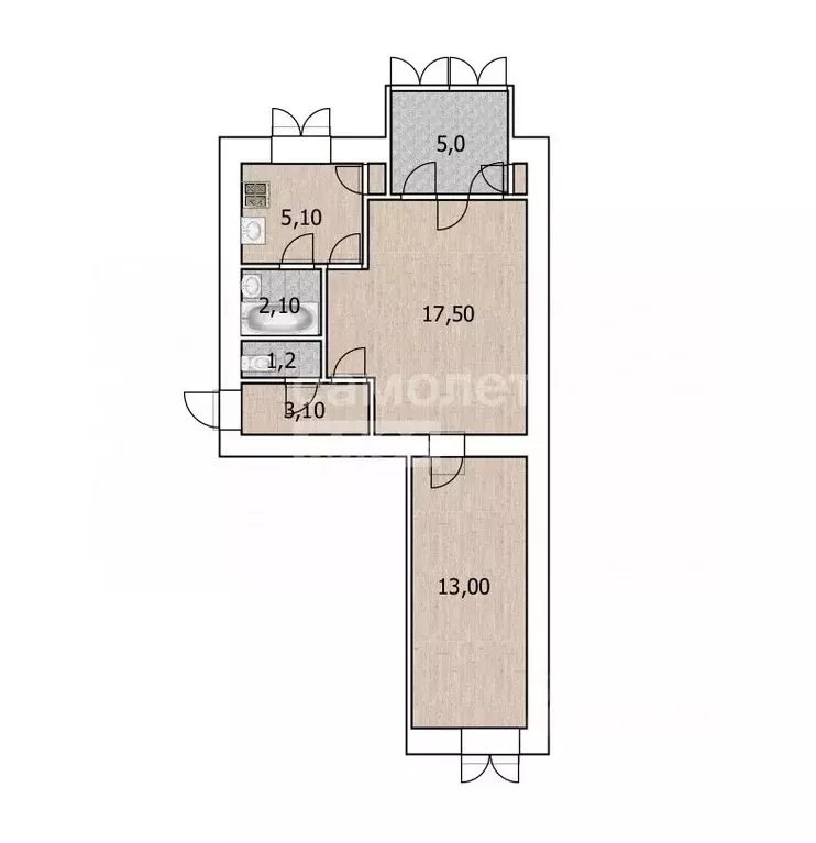 2-к кв. Краснодарский край, Туапсе ул. Карла Маркса, 93 (45.0 м) - Фото 2