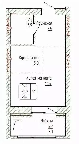 1-к кв. Алтайский край, Новоалтайск ул. Титова, 6 (31.9 м) - Фото 0