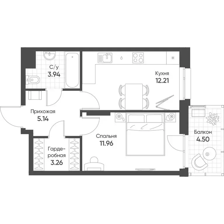 1-комнатная квартира: Казань, улица Гаврилова, 5Вк2 (37.86 м) - Фото 0