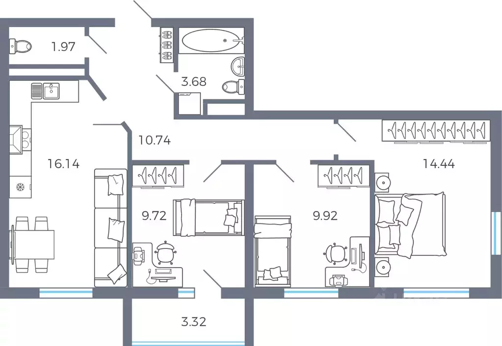 3-к кв. Самарская область, Волжский район, Черноречье с/пос, с. ... - Фото 1