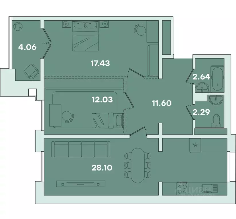 2-к кв. Иркутская область, Иркутск ул. Петрова, 16 (78.15 м) - Фото 0