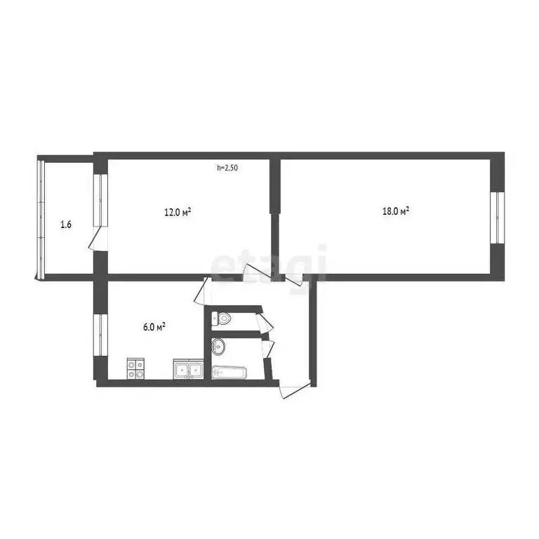 2-комнатная квартира: Псков, переулок Машиниста, 5 (44.5 м) - Фото 1