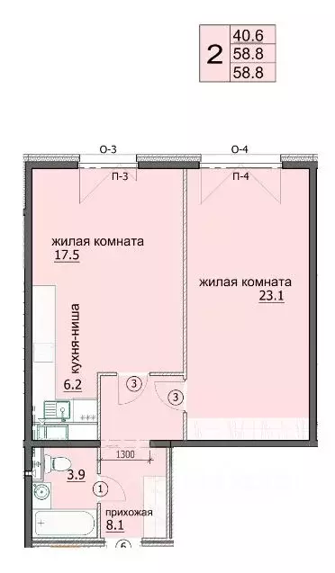 Студия Пензенская область, Пенза ул. Яшиной, 6 (58.8 м) - Фото 1