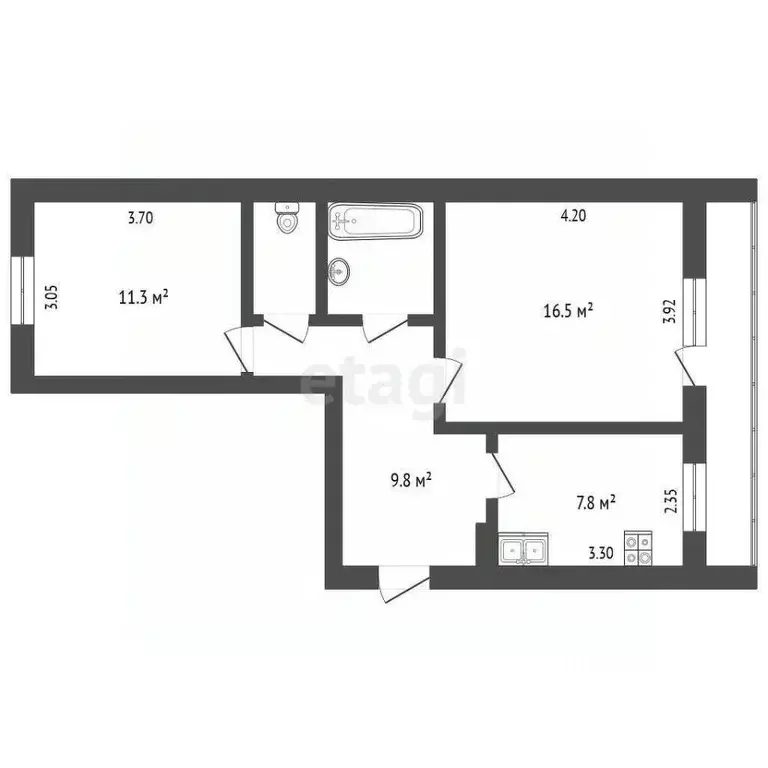 2-к кв. Вологодская область, Шексна рп, Шексна Северная мкр ул. ... - Фото 1