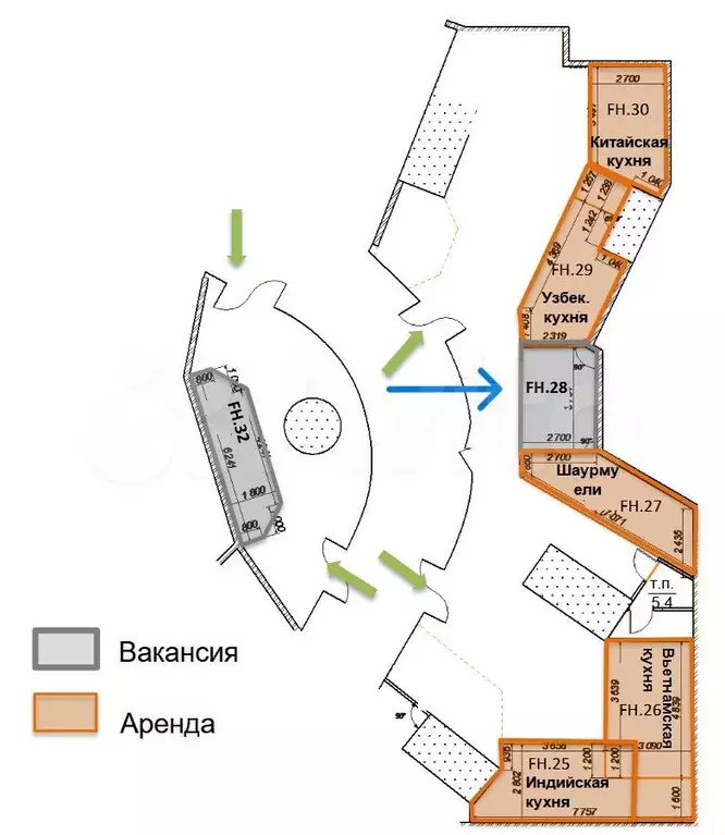 Помещение на фудкорте 10.1 м - активный трафик - Фото 0