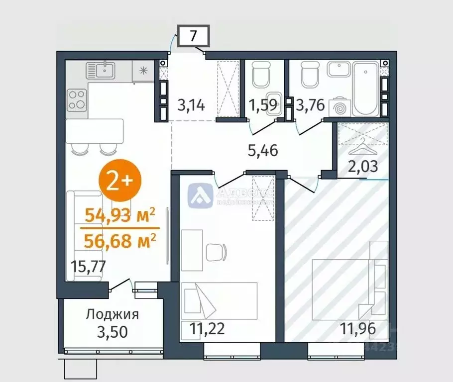 2-к кв. Тюменская область, Тюменский муниципальный округ, д. Дударева ... - Фото 2