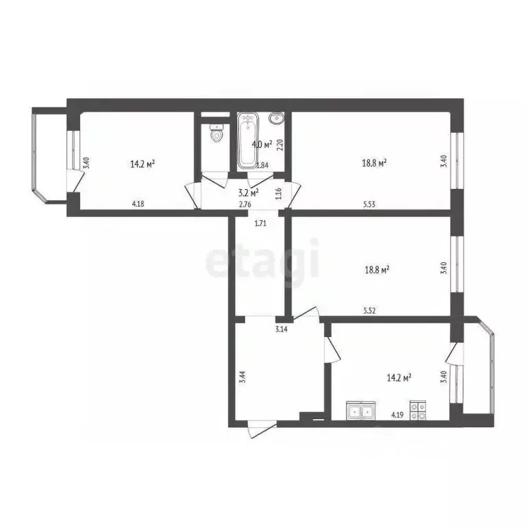 3-к кв. Тюменская область, Тюмень ул. Валентины Трофимовой, 4 (90.0 м) - Фото 0