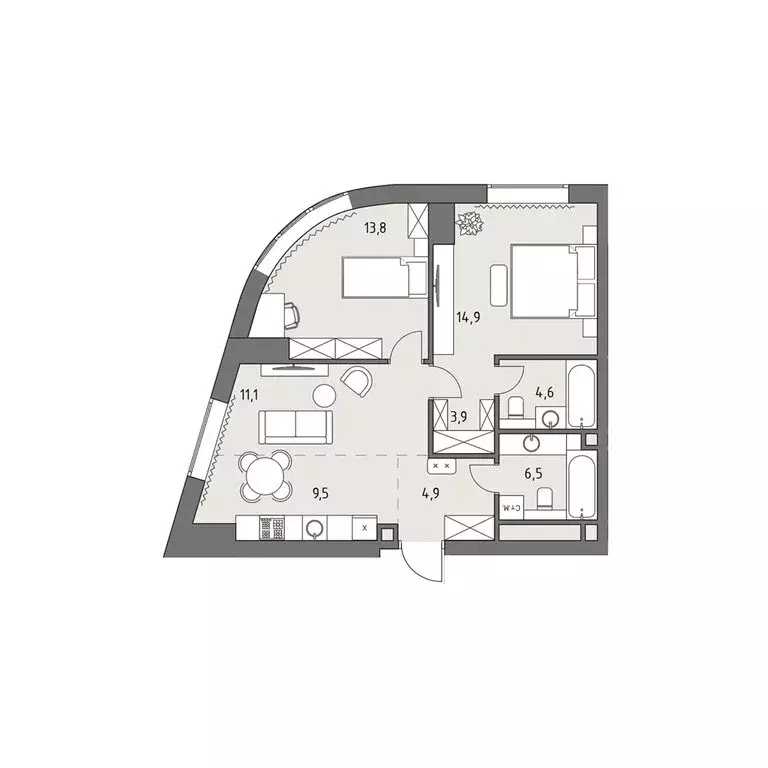 3-комнатная квартира: Москва, ЖК Родина Парк, к1 (69.2 м) - Фото 0
