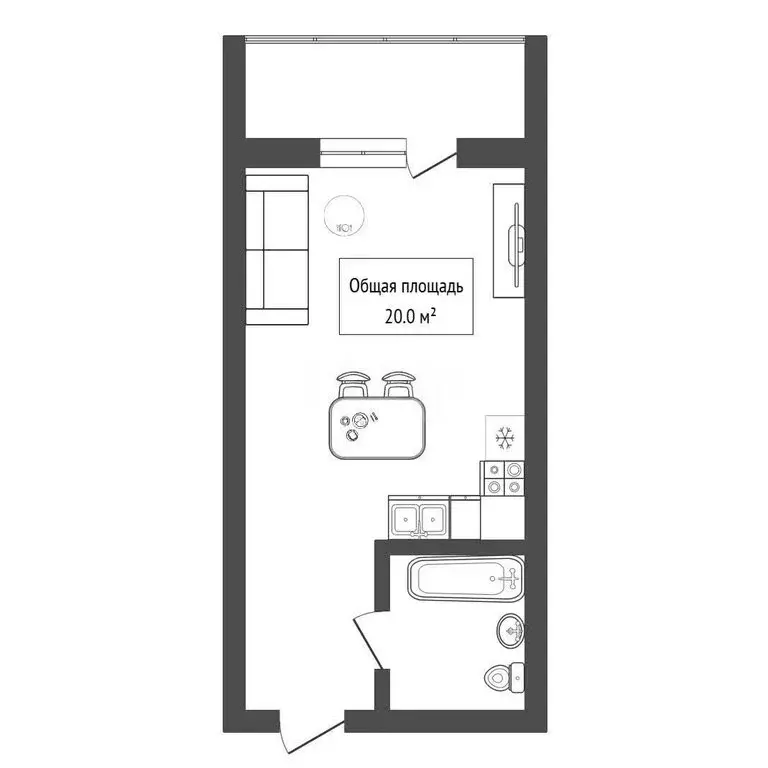 Квартира-студия: Бердск, Ключевая улица, 51 (20 м) - Фото 1