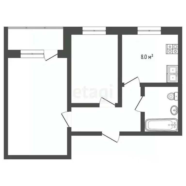 2-к кв. Пермский край, Пермь ул. Комиссара Пожарского, 14 (46.3 м) - Фото 1