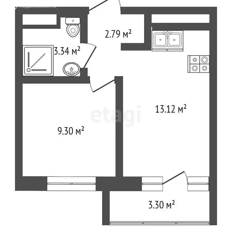 1-комнатная квартира: Тюмень, Краснооктябрьская улица, 16 (28.55 м) - Фото 1