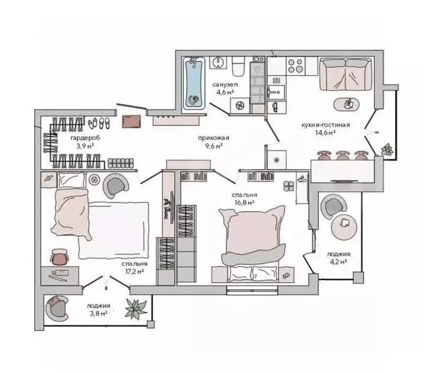 2-к кв. Крым, Судак Италика жилой комплекс (70.7 м) - Фото 1