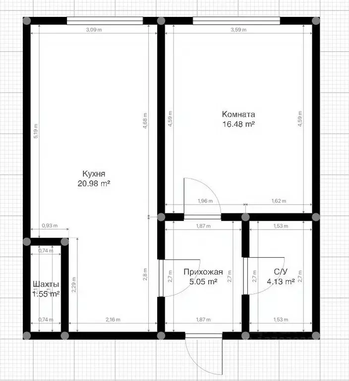 1-к кв. Кабардино-Балкария, Нальчик ул. Героя России Т.М. Тамазова, 5 ... - Фото 2