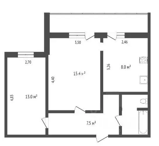 2-к кв. Вологодская область, Вологда Костромская ул., 10 (46.8 м) - Фото 1