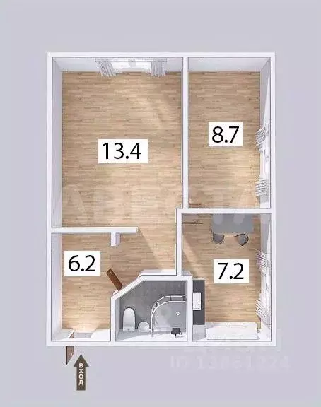 2-к кв. Омская область, Омск ул. Орджоникидзе, 268 (38.3 м) - Фото 2