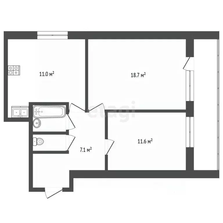2-к кв. Москва ул. Летчика Бабушкина, 39К3 (51.0 м) - Фото 2