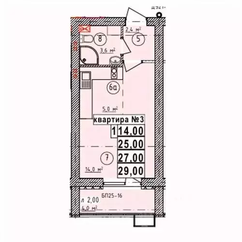 Студия Липецкая область, Усмань Северо-Восточный мкр,  (27.0 м) - Фото 1
