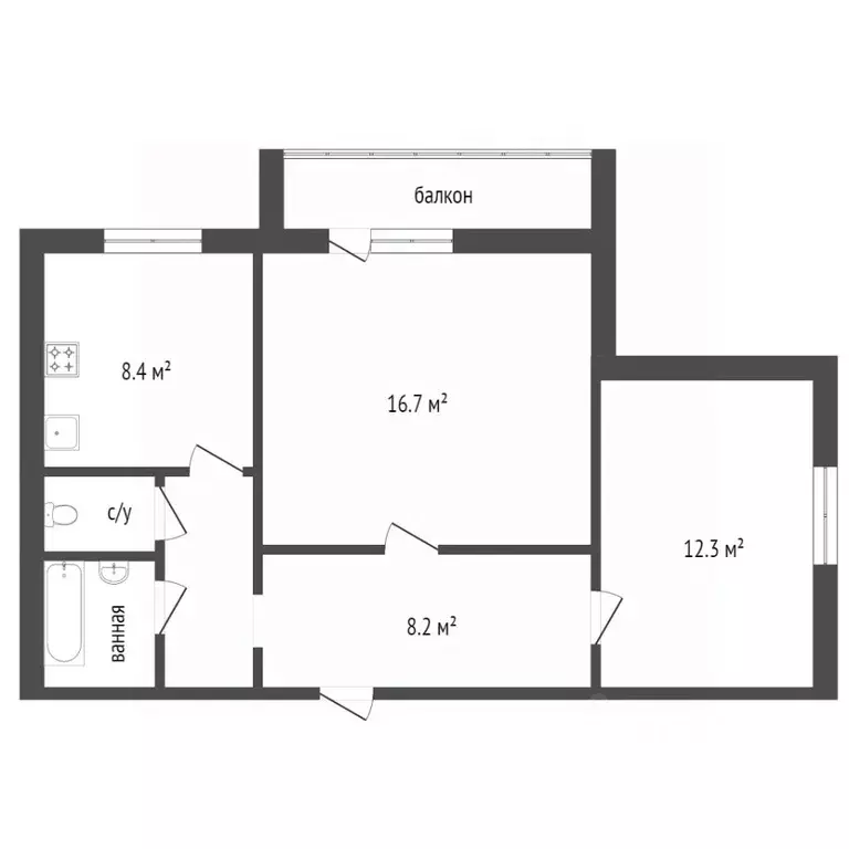 2-к кв. Красноярский край, Красноярск ул. 40 лет Победы, 28 (52.8 м) - Фото 1