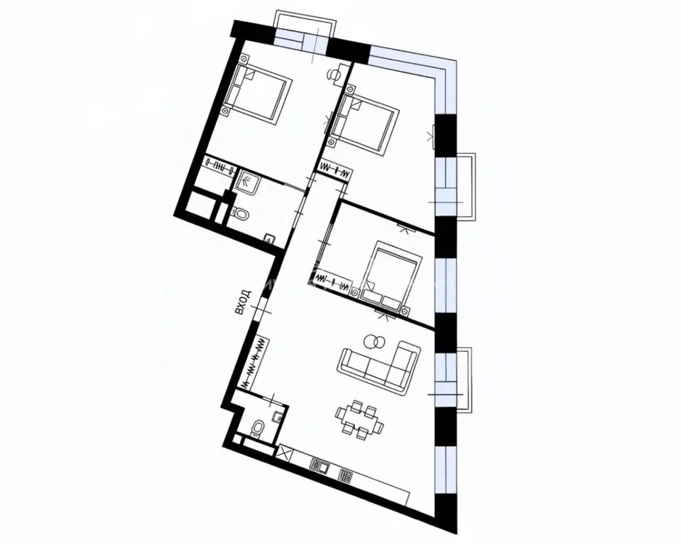 4-к кв. Москва ул. Народного Ополчения, 15К3 (97.6 м) - Фото 2