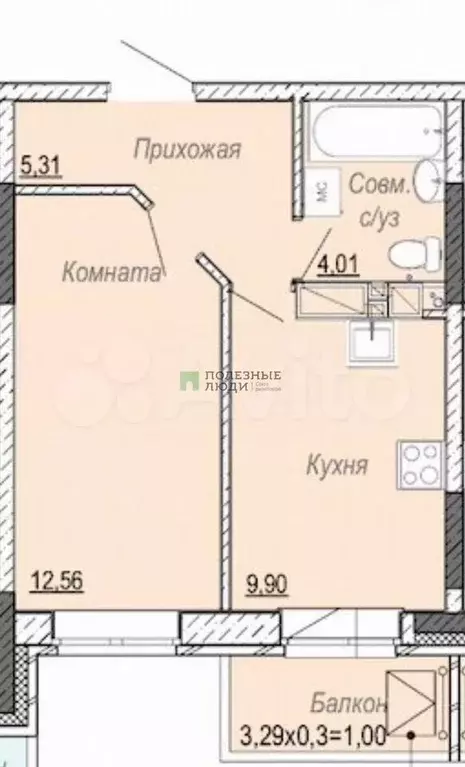 1-к. квартира, 33 м, 10/17 эт. - Фото 0