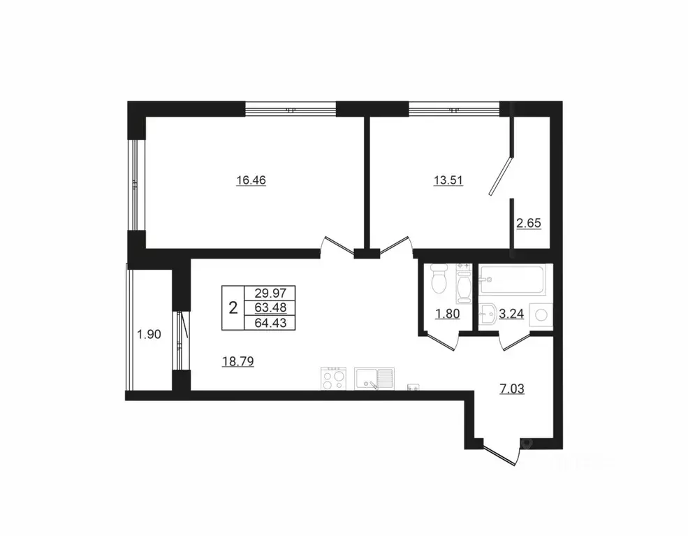 2-к кв. Ленинградская область, Ломоносовский район, Горбунковское ... - Фото 2