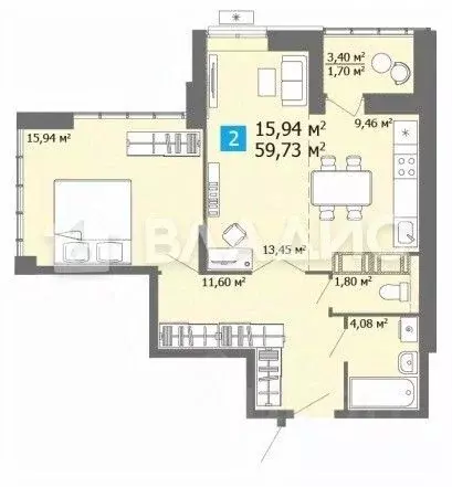 2-к кв. Пензенская область, Пензенский район, Засечный сельсовет, с. ... - Фото 2