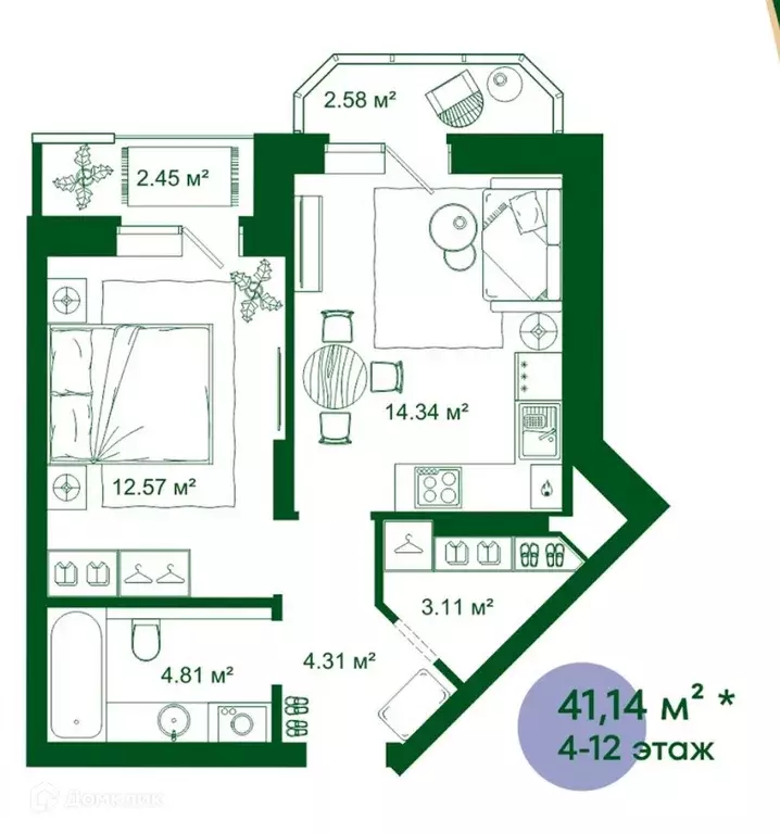 Продаётся 1-к квартира, 44.17 м - Фото 0