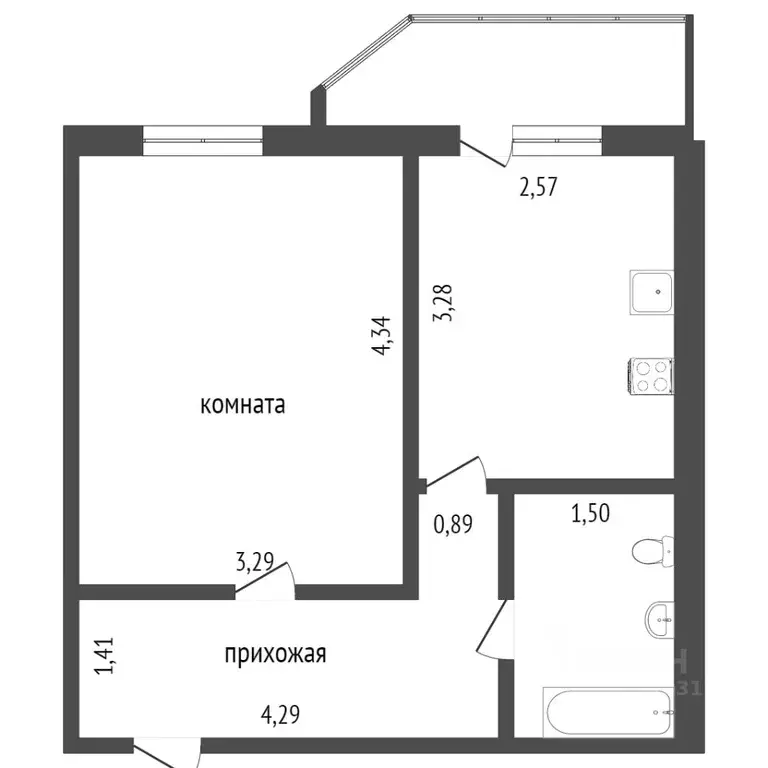 1-к кв. Ямало-Ненецкий АО, Новый Уренгой Сибирская ул., 85 (32.9 м) - Фото 1