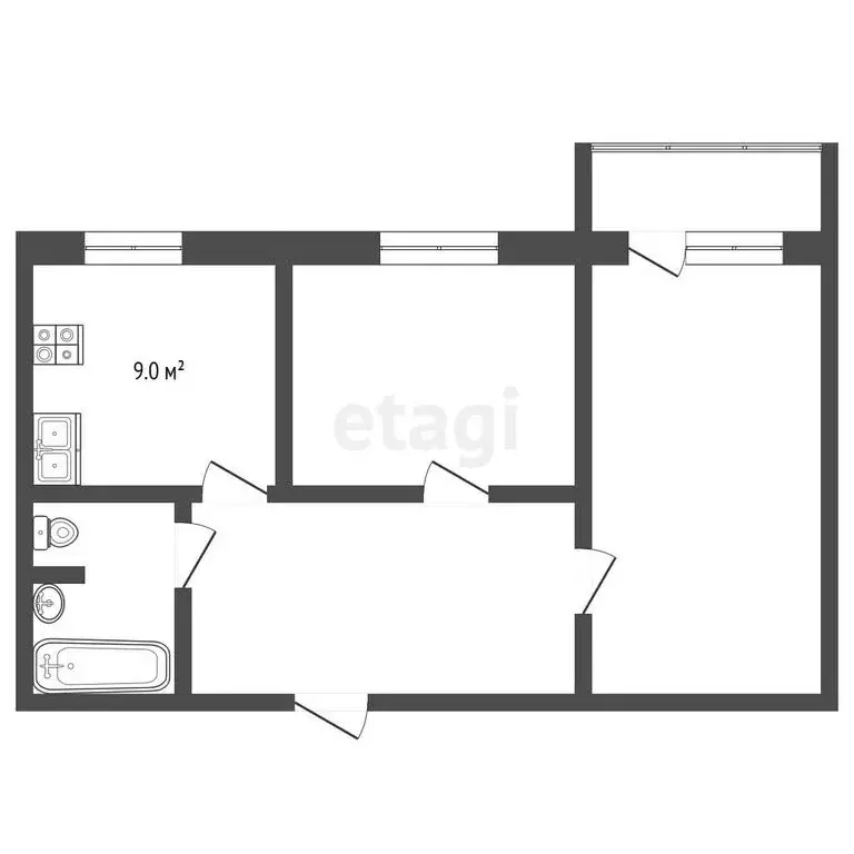 2-комнатная квартира: Усинск, улица Ленина, 15 (52.1 м) - Фото 0