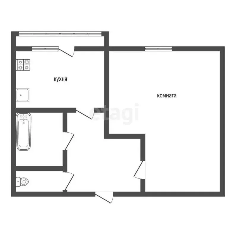1-комнатная квартира: Усть-Катав, 1-й микрорайон, 13 (30.4 м) - Фото 1