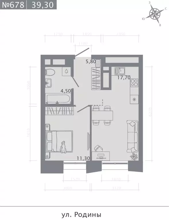 1-к кв. Татарстан, Казань Родины мкр, Главные Роли жилой комплекс ... - Фото 1