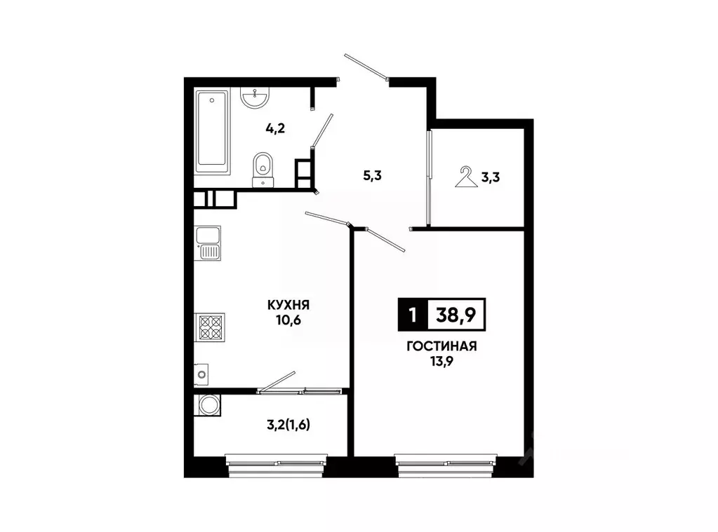 1-к кв. Ставропольский край, Ставрополь ул. Доваторцев, 179В (38.9 м) - Фото 1