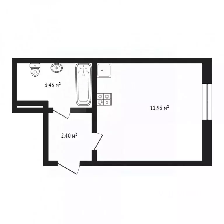 Студия Тюменская область, Тюмень ул. 2-я Луговая, 24к2 (19.0 м) - Фото 2