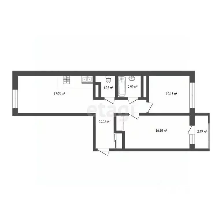 2-к кв. Тюменская область, Тюмень ул. Вадима Бованенко, 4 (58.5 м) - Фото 2