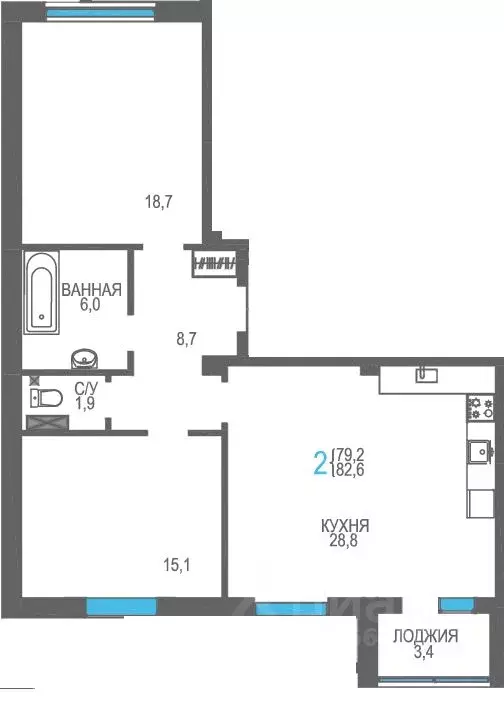 2-к кв. Крым, Феодосия ш. Симферопольское, 48к1 (82.6 м) - Фото 0