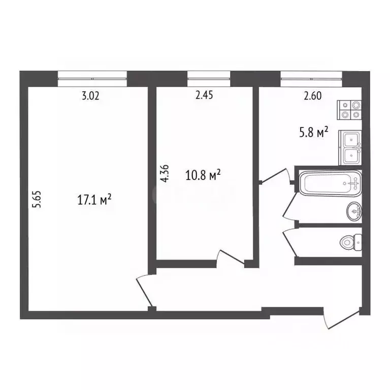 2-к кв. Москва Есенинский бул., 1/26К1 (44.0 м) - Фото 1