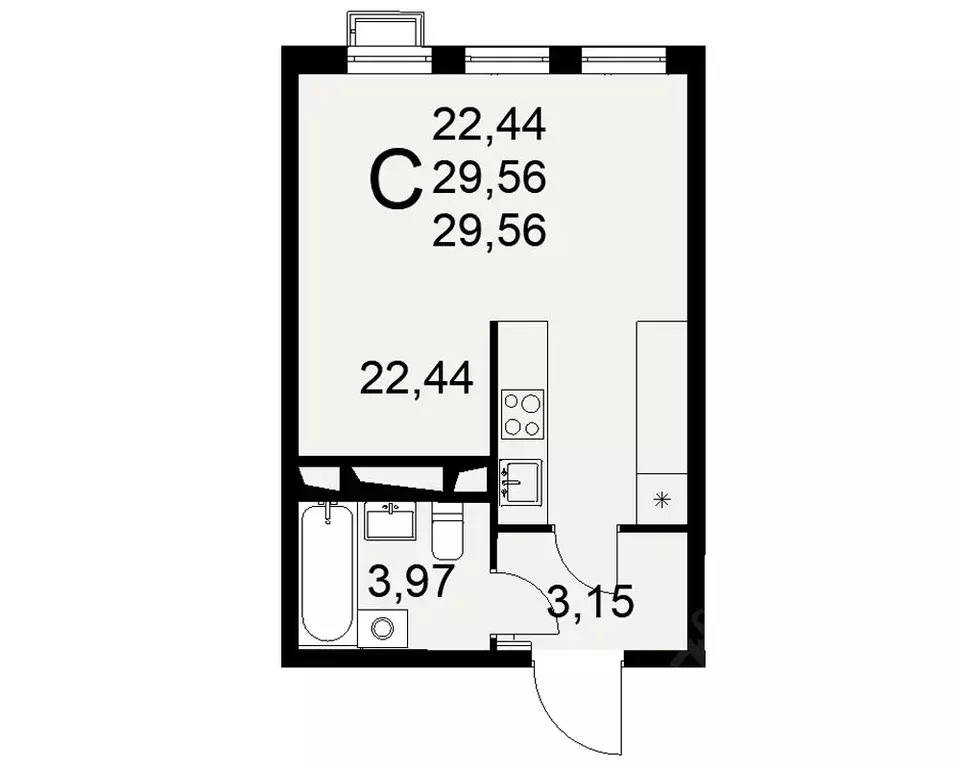 1-к кв. Тульская область, Тула ул. Коминтерна, 44 (29.56 м) - Фото 0