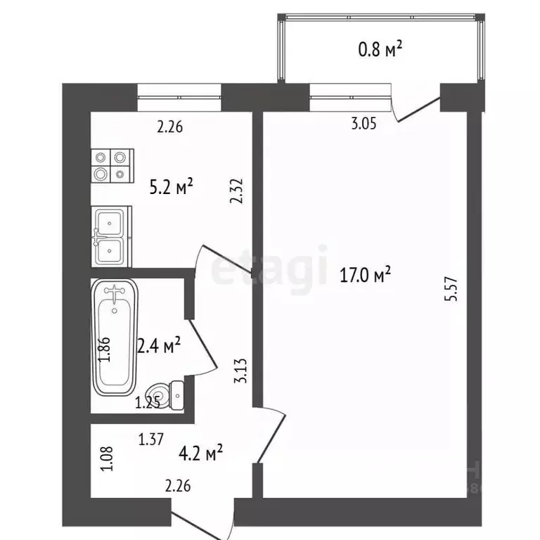 1-к кв. Калининградская область, Светлогорск пос. Отрадное, просп. ... - Фото 2