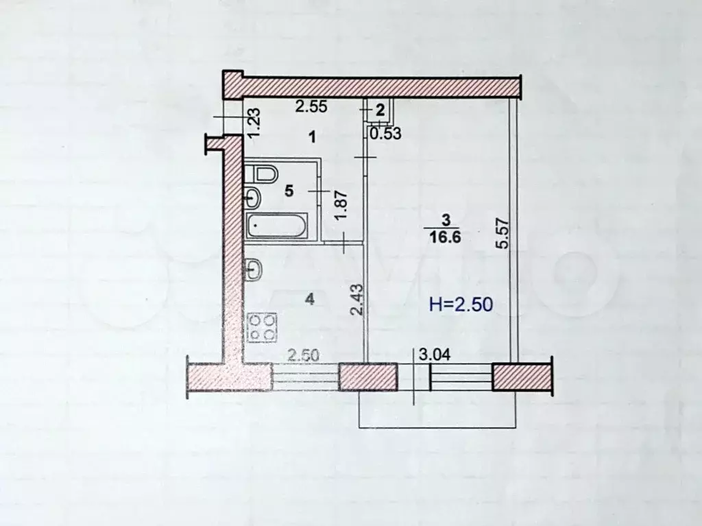 1-к. квартира, 30,7 м, 4/5 эт. - Фото 1