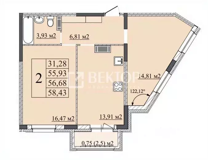 2-к кв. Ярославская область, Ярославль Суздальская ул., 13 (56.68 м) - Фото 2