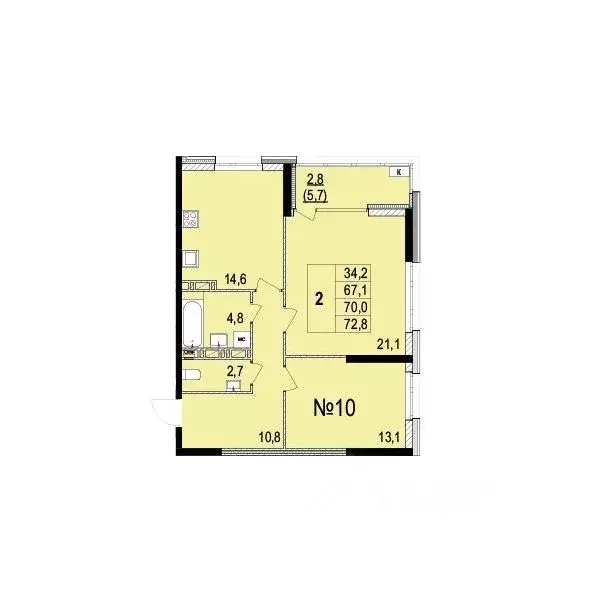2-к кв. Ярославская область, Ярославль ул. Лисицына, 23 (68.7 м) - Фото 1