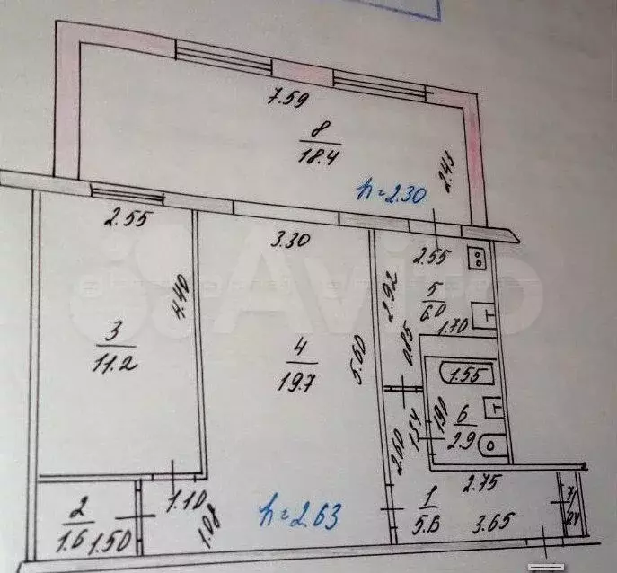 3-к. квартира, 65 м, 1/5 эт. - Фото 0