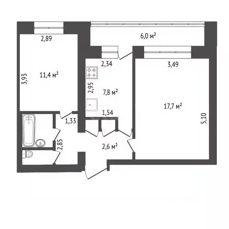 2-к кв. Башкортостан, Уфа Транспортная ул., 46/1 (49.0 м) - Фото 1